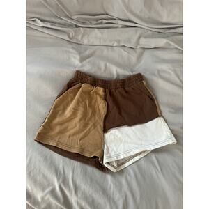 Beivy Patchwork Lounge Shorts - Earth Tones - Size S